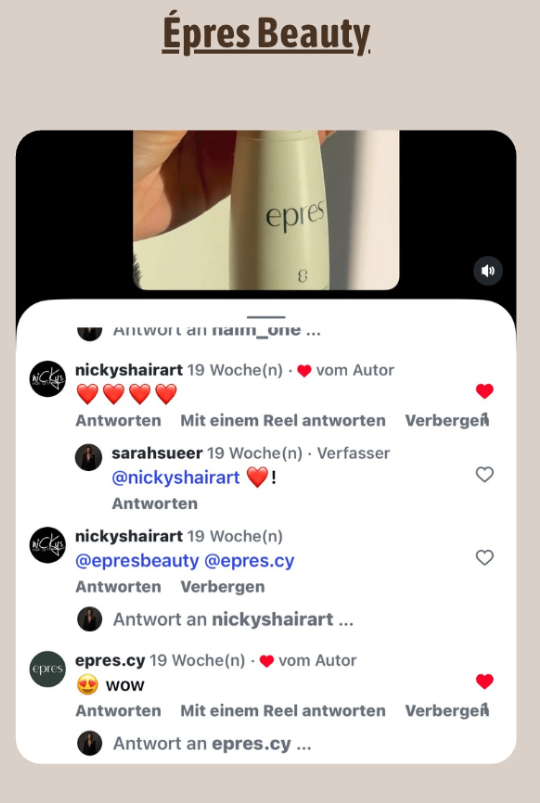 Client message from Épres Beauty