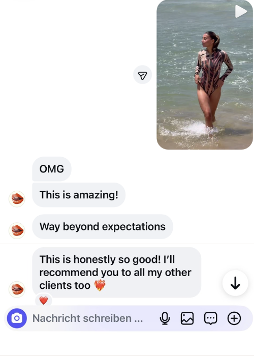Client message: OMG this is amazing, way beyond expectations